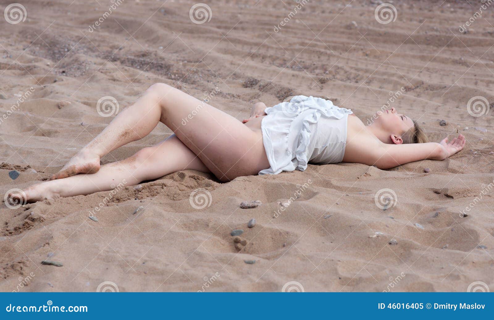 stock photo rest sand nude woman