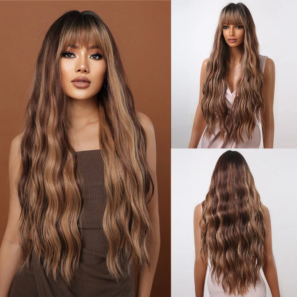 price long curly synthetic wigs for